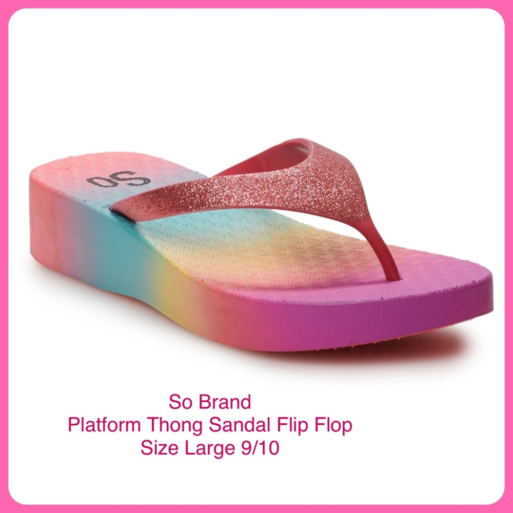 So Rainbow Pastel Platform Sandal Flip Flops New